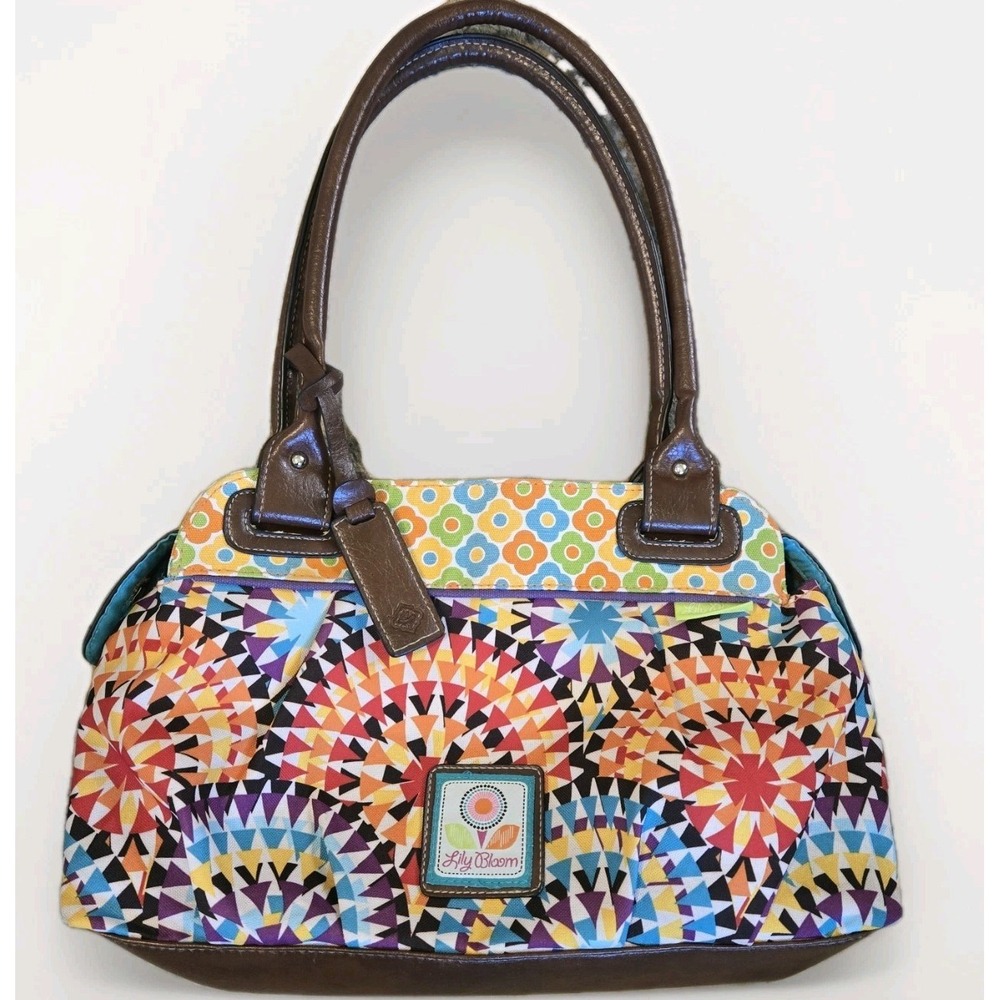 Lily Bloom Purse Tote Shoulder Handbag Floral Geometric Colorful Bright Artsy